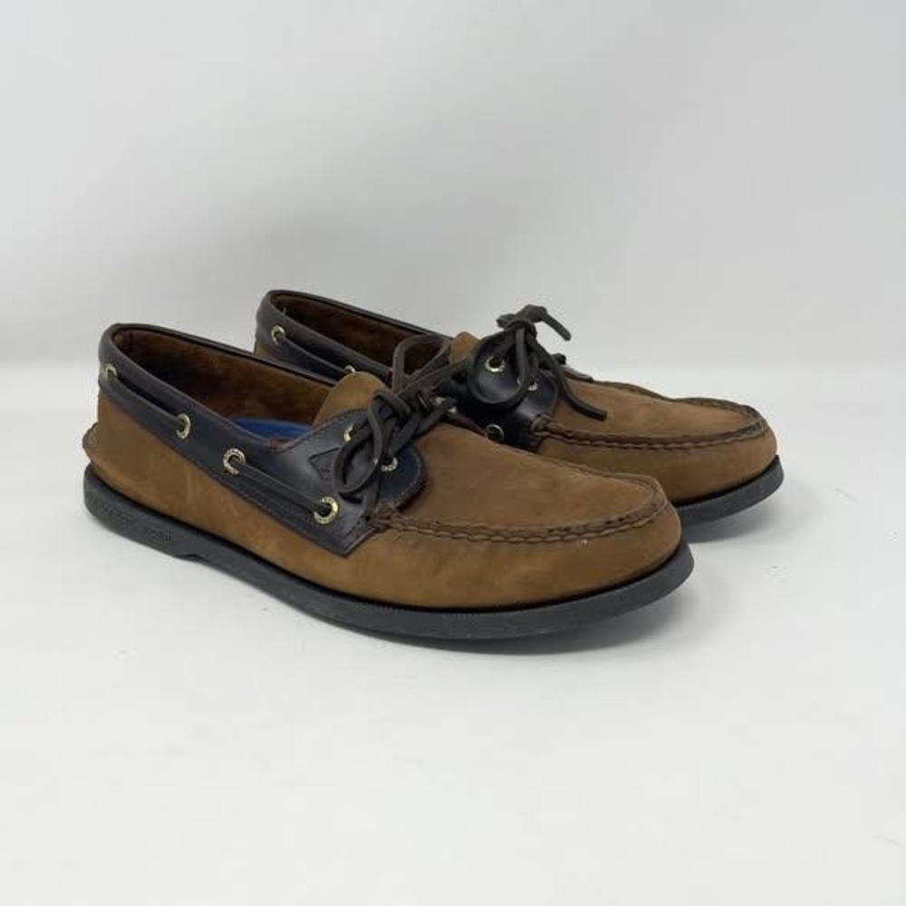Sperry Top Sider 2-Eye Boat Shoe‎ Mens Brown Leather Preppy Nautical